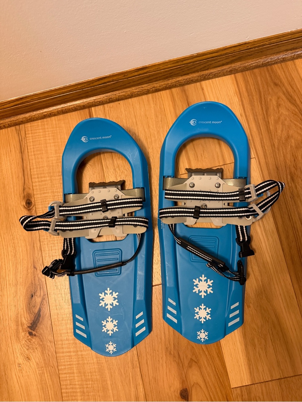 Crescent Moon  Blue Snowshoe Attachments with White Snowflakes ❄️
